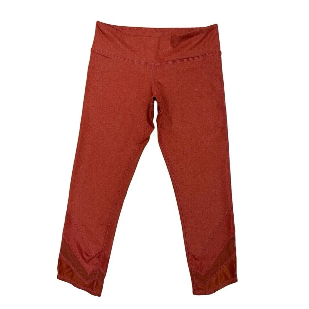 Alo Yoga Sz Medium Edge Sunbaked Capri Airbrush Crop Leggings Burnt Orange Pants
